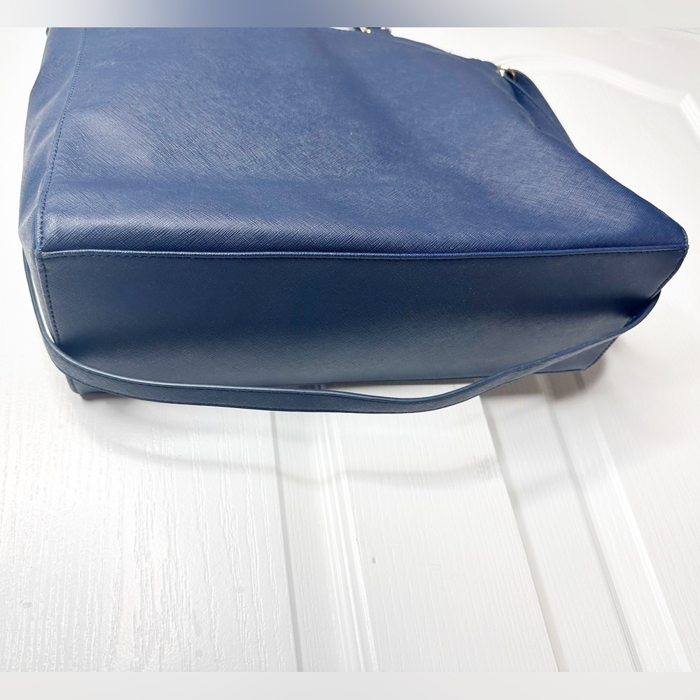 Tommy Hilfiger Navy Blue Faux Leather Tote Handbag Purse Bag - Picture 3 of 6